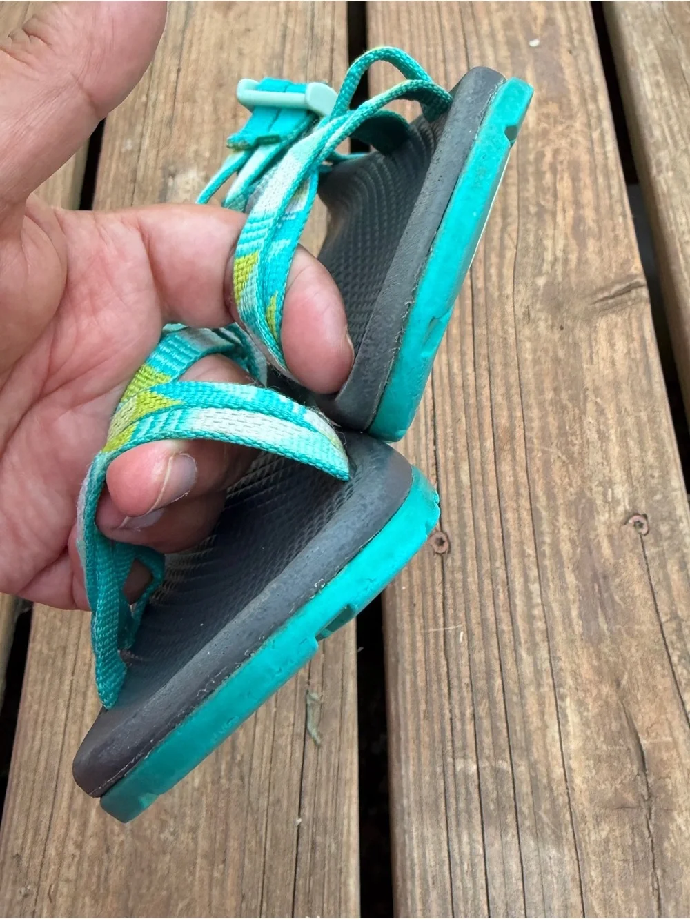 Chaco Z/1 Ecotread Kids Youth Size 12 Sport Hiking Water Sandals Blue Green